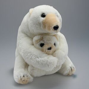 Vintage Plush Klondike Bars Polar Bear Advertising Mom Momma Baby White Isaly’s